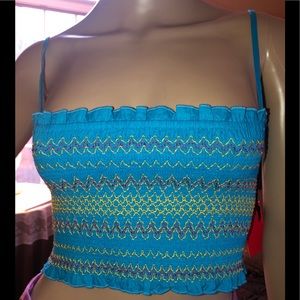 NWT F21 blue tube top with adjustable straps Sz S